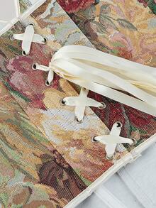 Gorset z koronką w dużym rozmiarze z kwiatowym nadrukiem, vintage, damski, na imprezę świąteczną, na Oktoberfest w Monachium, Halloween, Boże Narodzenie, Nowy Rok, Walentynki