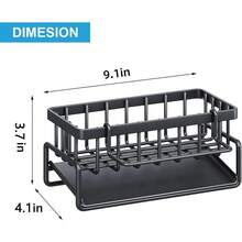 1pc Multi-Functional Kitchen ABS Material  Storage Rack Kitchen Sink Faucet Sponge Drain Basket Kitchen Shelf Sink Rags Draining Rack Detergent Steel Wire Ball Storage Rack,  Can Hang Cleaning Cloth Can Store Cleaning Tools, Kitchen Accessories - 黑色 - 查看 2