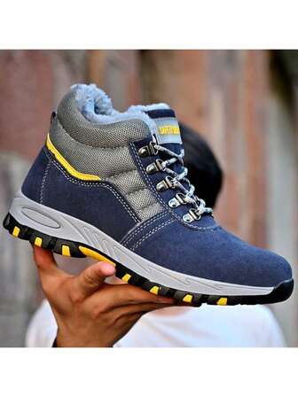 Herrskor med hög vintertopp, skyddsskor med stålhätta, arbetsskor, herrskor med punkteringar, tjocka varma skyddsskor