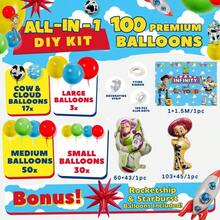 气球拱门套装，伍迪主题生日派对装饰，主题气球套装，适用于一周岁生日派对、毕业庆典和性别揭晓派对场地装饰 - 彩色 - 查看 7
