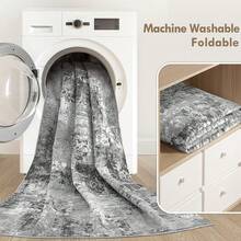 Washable Rug, Foldable Non-Slip Vintage Abstract Rug, Super Soft Area Rug, Living Room And Bedroom Stain Resistant Rug - Modern Abstract Neutral Large Soft Thin Rug - Bedroom, Dining Room, Office, Home Floor Decor, Non-Slip Indoor Carpet - Gray