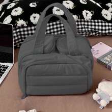 Large Capacity Waterproof Toiletry Bag,Travel Lightweight Large Wide-Open Travel Bag For Women, Puffy Cosmetic Makeup Bag Organizer With Handle For Accessories,Essentials, Toiletries - 深灰色 - 查看 1
