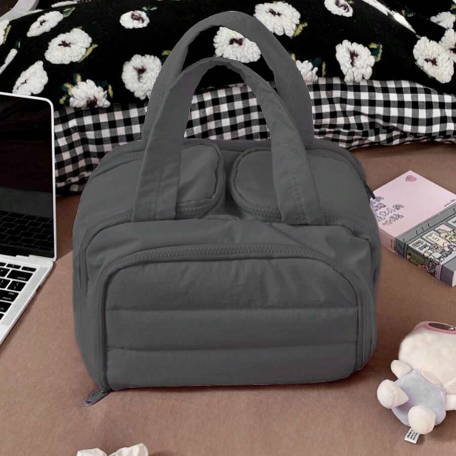 Large Capacity Waterproof Toiletry Bag,Travel Lightweight Large Wide-Open Travel Bag For Women, Puffy Cosmetic Makeup Bag Organizer With Handle For Accessories,Essentials, Toiletries - 深灰色 - 查看 1