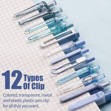 Four Candies 12Pack Pastel Gel Ink Pen Set, 11 Pack Black Ink Pens With 1Pack Highlighter For Writing, Retractable 0.5mm Fine Point Cute Note Taking Pens For School Office (Blue) - Blue - View 5