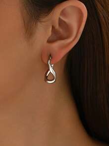 1pair Fashion Stainless Steel Heart Design Hoop Earrings For Women For Daily Decoration Valentines,Mom,Mother,Mother's Day,Gift