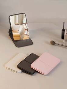 1 szt. Nowe, przenośne, składane, miniaturowe lusterko do makijażu ze skóry PU, kompaktowy kwadratowy kształt, podstawka na stół, idealne do codziennego użytku, niezbędne w akademiku, elegancki prezent, dedykowane damskie lusterko do makijażu, łatwe do przenoszenia, minimalistyczny styl, praktyczne i stylowe., makijaż, tanie, wystrój pokoju, toaletka, podróże, sypialnia, akcesoria do makijażu, lustro, lusterko kosmetyczne, mini lusterko, kompaktowe lusterko, małe lusterko, lusterko ręczne