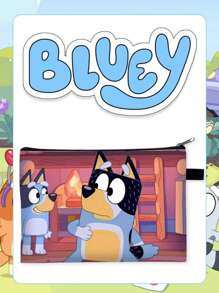 Bluey علبة أقلام وأدوات قرطاسية بتصميم الكرتون "بلوي"، علبة أقلام ذات طبقتين مزودة بسحاب، لوازم دراسية للكلية، علبة أقلام مريحة للحقيبة الظهر، حقيبة جميلة وأنيقة، حقيبة ظهر صغيرة، حقيبة ظهر كرتونية ممتعة للأطفال