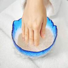 Glass Nail Soaking Bowl 9Inch Manicure Soak Off Bowl Pedicure Salon Bath Remover Decorative Fingernail Toenail Caring Polish Removal, Blue