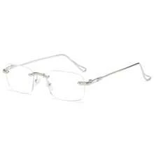 1 Pair Of Fashionable Frameless Square Glasses For Men And Women, Fashionable Over-The-Counter Transparent Lens Glasses, Student Fashion Glasses Frame - Multicolor - View 3