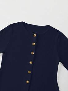 Nuevo cárdigan de punto para mujer de FOR BEAUTY, adecuado para primavera, otoño e invierno, de estilo casual elegante y minimalista, con cuello redondo, manga larga y botones metálicos, suéter sólido de moda para ir al trabajo - Jóvenes de nivel medio y alto - Ver 6