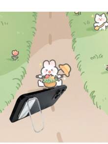 1 pieza Espejo de maquillaje mini adhesivo personalizado y soporte para teléfono, soporte plegable de doble uso - Blanco - Ver 4