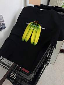 Camiseta De Algodón Para Hombre Con Diseño Gráfico - "No Hay Realidad" Diseño De Plátano, Camiseta Casual De Verano De Manga Corta, Cuello Redondo Blanco, Atuendo Casual Y Humorístico