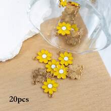 20-100pcs 23*20mm Multi-Color Small Daisy Enamel Zinc Alloy Pendant, DIY Jewelry Accessories, Suitable For Hair Accessories, Keychains, Bag Charms