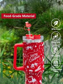 6pcs/Set Christmas Silicone Straw Cap,Four Styles To Choose From And Reusable Cartoon Santa Claus, Snowman, Reindeer, Penguin And Christmas Tree Design, Suitable For Cup Straws With Diameters Of 9mm-10mm - Straw Accessories