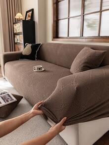 1 件叶子图案弹力沙发套 - 可机洗，客厅防滑沙发保护套，适合单人至四人沙发，白色纹理面料，四季皆宜，客厅必需品 | 极简主义沙发套 | 舒适贴合沙发套，沙发套