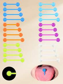 TOKRING 8 Pairs/Set Casual 14G Transparent Bioflex Flexible Acrylic Straight Bar Tongue Rings/Nipple Rings/Piercing Retainers 12mm 14mm 16mm 19mm, Transparent Plastic Tongue Rings/Industrial Earrings/Pregnancy Belly Button Rings Bioflex Flexible Acrylic Straight Bar Piercing Jewelry Retainers, Suitable For Work And Sports - Straight Tongue Ring - View 5