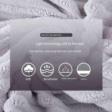 Gorro para el cabello para mujer, pañuelo engrosado y súper absorbente para limpiar el cabello, gorro de secado rápido, toalla para el cabello - Gris - Ver 3