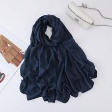 1pc Women's Wide-Banded Solid Color Breathable Head Scarf, Classic Minimalist Lightweight Long Scarf, Women's Daily Headwrap, Elegant Shawl