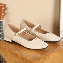 Sapatilhas de bailarina femininas elegantes, confortáveis, estilo balé, bico quadrado, tira preta, minimalistas, adequadas para festas, banquetes, feriados, boates, saltos grossos versáteis - Damasco - Ver 2