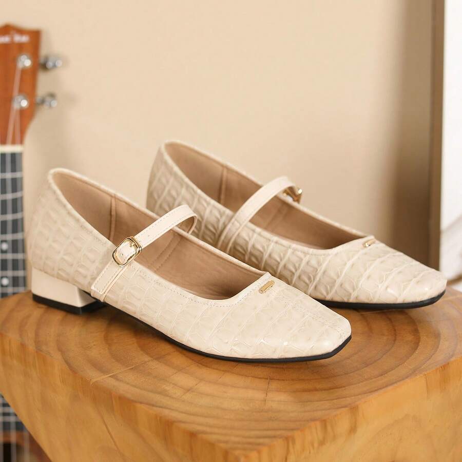 Sapatilhas de bailarina femininas elegantes, confortáveis, estilo balé, bico quadrado, tira preta, minimalistas, adequadas para festas, banquetes, feriados, boates, saltos grossos versáteis