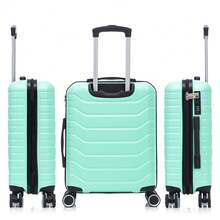 Cabin Suitcase 55x40x20cm ABS+Polycarbonate - 10kg (40L) | Semi-Rigid Small Trolley Hand Luggage 4 Wheels 360° Swivel Numeric Lock - Yellow/Navy/Mint/Black/Pink/Rose Gold/Turquoise/Green - 薄荷綠 | S | 55x40x20 - 查看 4