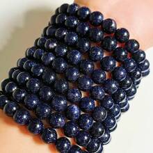 Natural Handmade Blue Sandstone Beaded Bracelet, Suitable For Both Men And Women, Can Relieve Stress, Wear Daily, Relieve Anxiety, Also A Great Gift For Holidays - Royal Blue - View 3