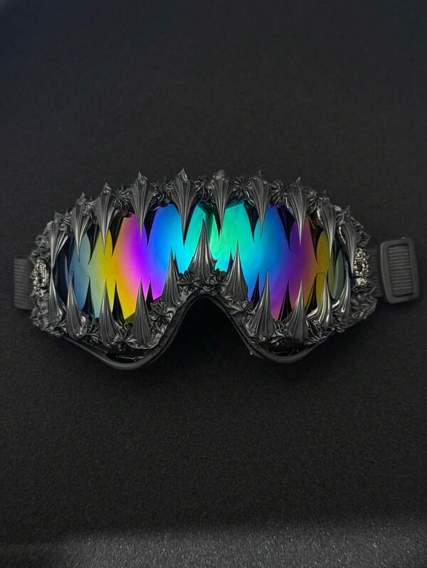 1pc Oversized Skull & Toxic Drip Resin Fluid Mask, Masquerade Goggles, Ski Goggles, Cosplay Mask, Handmade Asymmetrical Effect, Vintage Bohemian Elegant Party, Heavy Metal Decor Glasses For Men, Suitable For All Seasons, Beach, Party, Commute, Outdoor