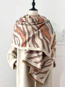 FADZOYLE 1 Peça Lenço/Xale Jacquard Listrado de Tigre Colorido, Adequado para Mulheres em Todas as Estações, Extra Longo e Luxuoso para Manter o Calor no Outono/Inverno, Minimalista Elegante, Aquecedor de Pescoço Multiuso, Adequado para Escritório, Uso Externo, Uso Diário, Casamento, Acessório de Festa, Pode Ser Combinado com Roupas Formais - Multicolorido - Visão 15