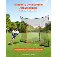 Hockey And Lacrosse Goal Backstop, 12x9 Ft Lacrosse Net With Extended Coverage, Quick Easy Setup Complete Accessories Training Net, Backyard Lacrosse Equipment, For Youth Adult (NET ONLY) - Backstop Net Only - View 2