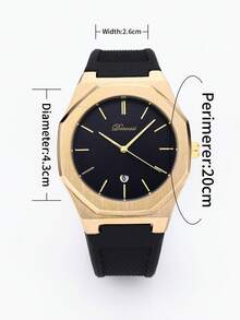 Classic Casual Quartz Men's Octagonal Quartz Watch - Black Gold - View 7
