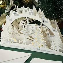 1 套 3D 圣诞贺卡、圣诞礼品卡、送给她的节日礼物、浪漫色彩、装饰卡片、家居装饰、包含圣诞树、乡村元素、可折叠装饰祝福和感恩卡、桌面装饰