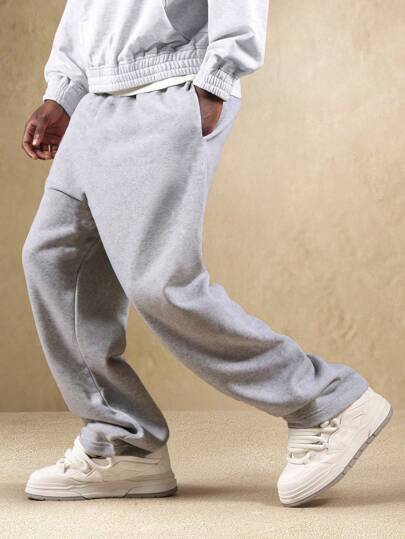 Men's Solid Color Lightweight Breathable Knit Polyester Casual Joggers, Outdoor Exercise Boyfriend Style Essential Basketball Pants