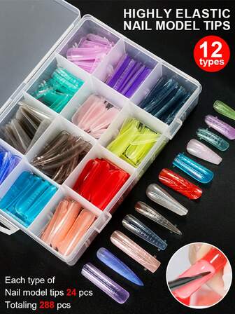 288pcs Nail Dual Forms For Buildergel: 12 Unique Styles & Sizes Quick Building Mold Fake Nail Tip Top Forms,Nail Supplies,Nail Tools,Nail Art Tools,Back To School,Nails,Nail Tools For Press On Nails For Professional Salon-Quality Manicures At Home