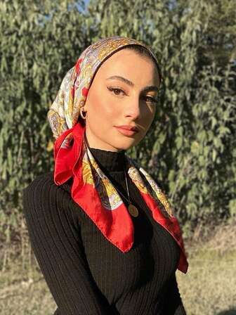 1PC Women's Black And White Paisley Printed Bandana Square Towel, 90CM Large Women's Satin Square Silk Feeling Hair Scarf Wrap Headscarf, Hair Accessories For Women, Hair Tools, Beauty Accessories, Curly Hair Accessories For Women, Fall, Travel, Hair Tools Women, Hair Stuff, Fall, Hair Accessories, Travel, Women, Hair Tools, Hair Stuff, Stuff, Beauty Accessories,Gifts,Travel,Gifts For Women,Hair Stuff,Stocking Stuffers