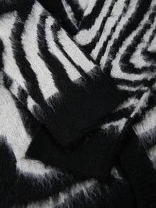 Casual Loose V-Neck Button-Up Cardigan, Zebra Print, Streetwear Style Unisex Top, Suitable For Spring, Autumn, Winter