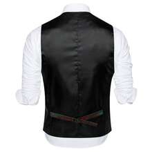 Mens Waistcoat Green & Red Floral Paisley Vintage Vest Suit Tuxedo Gilet Cosplay - 綠色 - 查看 2