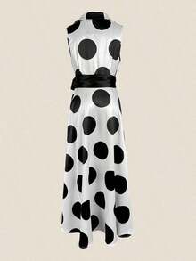 2025 Summer Fall Women's Casual Polka Dots Elegant Birthday Dress Daily A-Line Flare Shirt Dress For Women Party Evening Prom Dresses - 黑色 - 查看 5