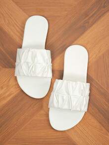 Women's Flat Sandals Woven Versatile Black Casual Open Toe 2025 Summer New Casual Beach Shoes Outdoor Plastic Slippers - White - View 3