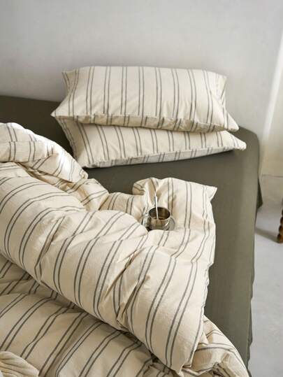 1pc 100% Cotton Nordic Minimalist Vintage Striped Pillowcase (Inner Pillow Not Included)