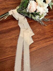 Personalized Wedding Bouquet Ribbon - Custom Name & Date Floral Tapestry For Bridal Showers, Birthdays, Graduations - Durable Polyester Event Decor With Elegant Design, Wedding Gifts For Guests, Celebration Accessory, Sophisticated Style, Highquality Craftsmanship