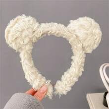 1pc/2pcs Cute Cartoon Bear Ear Plush Headband, Women Wash Face Hair Hoop, 2025 New Winter Hair Accessories, Hair Accessory ,Hairband For Women