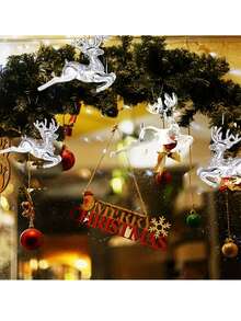 4 buc decorațiuni de Crăciun suspendate cu reni - ornamente pandantive acrilice cu reni, decor transparent suspendat cu reni pentru bradul de Crăciun, acasă, petrecere, cadouri de festival