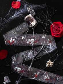 have a good day 2米/卷哥特主题和纸胶带，创意美学贴纸，DIY装饰拼贴工艺用品，节日礼物，个性化剪贴簿学校文具剪贴簿用品