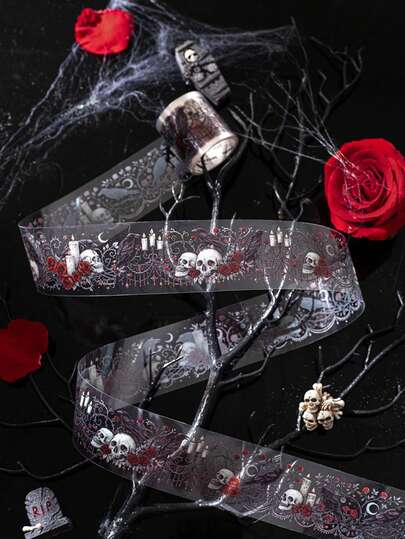 have a good day 2m/Roll Gothic Theme Washi Tape, Creative Aesthetic Stickers, DIY Decorative Collage Craft Supplies, Holiday Gifts, Personalized Scrapbooking School Stationery Scrapbook Supplies