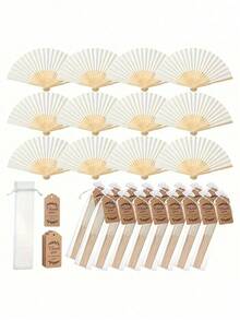 1/3/15/30pcs/Set, Pink Wood Folding Fan With Gift Bag Thank You Card Set, Thank You Cards, Bridal Bamboo Handheld Folding Fan, Single Party Wedding Bride Shower Decorations, Bridesmaid Bamboo Handheld Folding Fans, Single Party Photo Props,Bridesmaids Gifts And Wedding Decorations, Perfect Wedding Gifts, Wedding Decoration, Very Suitable For Parties And Events, Perfect Summer Accessories, Women's Folding Fan