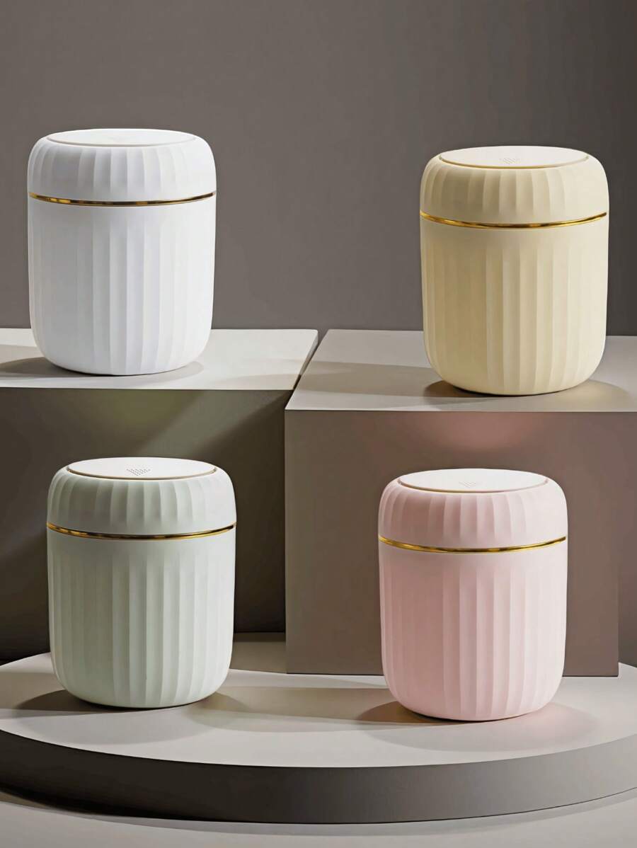 Mini Desktop Trash Can, With Lid, With Garbage Bag, Top Gallon Small Countertop Trash Can, Small Desktop Plastic Lid Trash Can, Desktop Small Recycling Cute Trash Can, Gallon Suitable For Office Bathroom, Kitchen, Living Room, Bedroom, Pink Mini Trash Can, With Lid,
