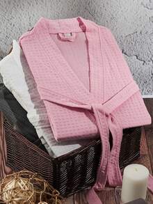 2/1 件华夫格纹理浴袍，男女通用成人和服长袍，秋冬浴袍，寄宿家庭酒店 SPA 浴袍，吸水速干，宽松版型，多色，适用于浴室用品、家居用品、酒店旅行配件、旅行必需品、假日学校用品、返校用品 - 彩色 - 查看 7