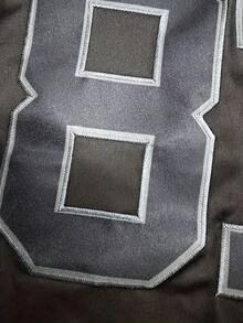 男士 87 黑色美式橄榄球球衣休闲短袖刺绣缝线 V 领 T 恤派对橄榄球运动上衣