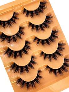 5 Pairs 5d Volume False Eyelashes, Fluffy Russian Big Curling Imitation Mink Hair Eyelashes Strip Lashes, Lashes, Eyelashes, Lashes - 彩色 - 查看 5