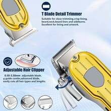 Hair Clippers For Men , Beard Trimmer Kits & Sets, Electric Shavers, Hair Clippers & Trimmer T-Blade, For Barber,Home For Gifts - 金色 - 查看 6